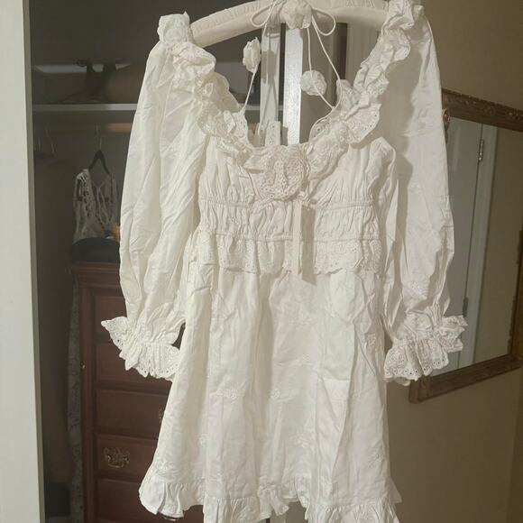 Tiana White Mini Dress For Love and Lemons XS NWT - Picture 2 of 3
